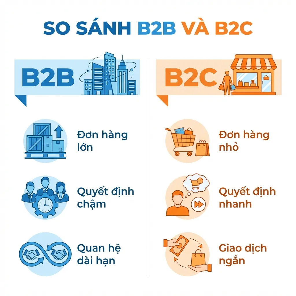B2B và B2C là gì - So sánh mô hình B2B và B2C