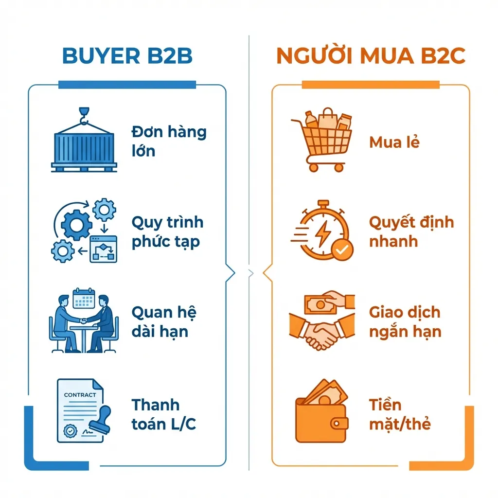 Buyer B2B là gì - So sánh buyer B2B và người mua B2C