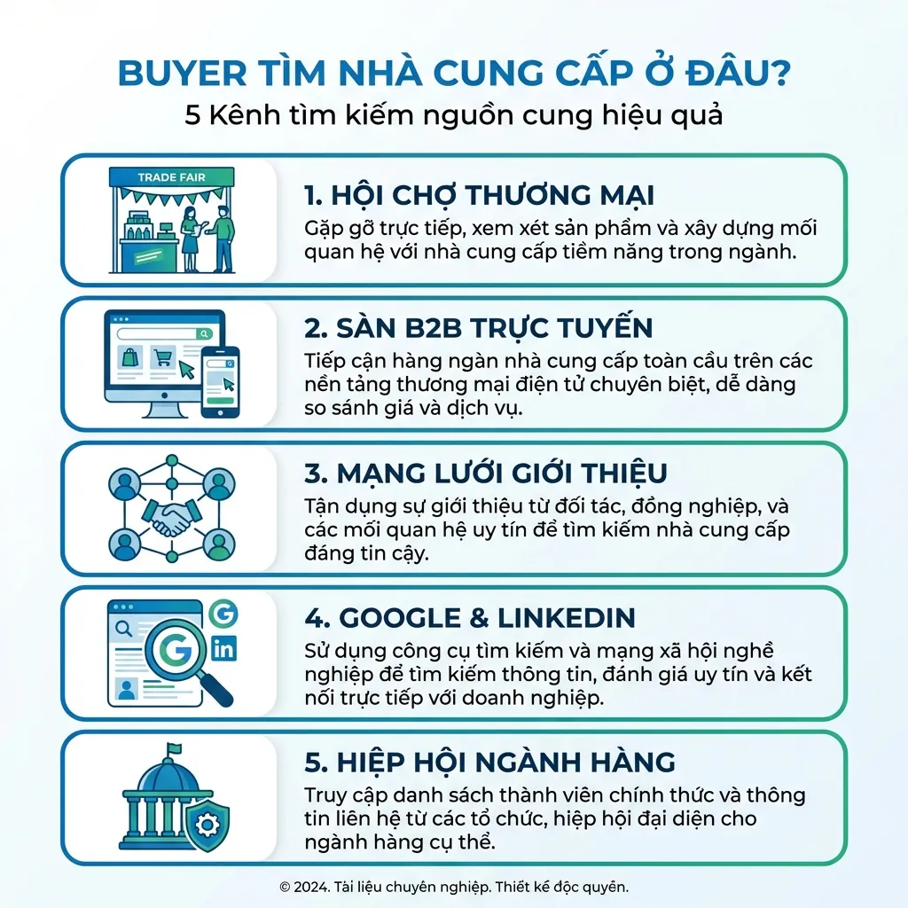 Buyer quốc tế tìm nhà cung cấp ở đâu - 5 kênh buyer sử dụng