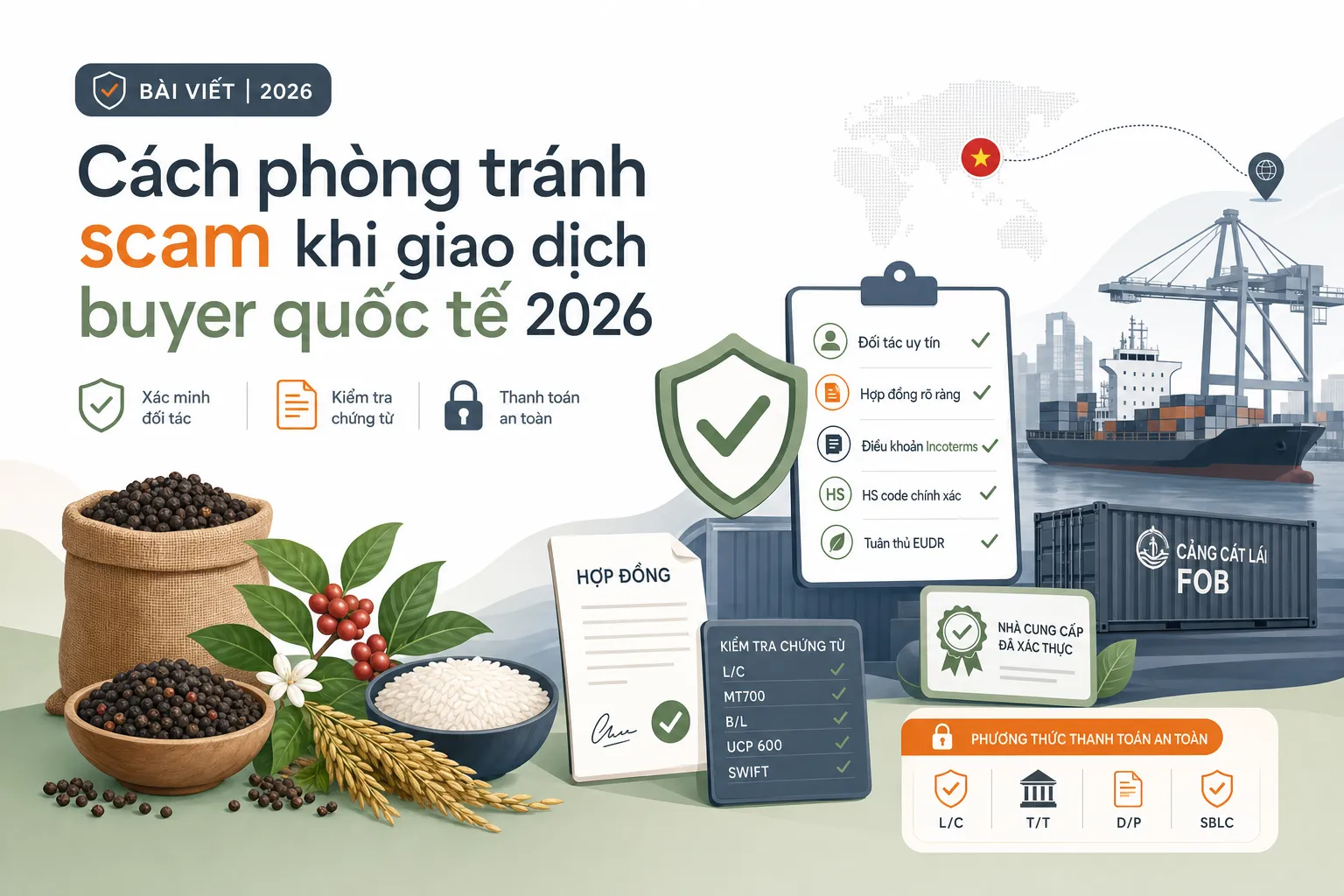 Cách phòng tránh scam khi giao dịch buyer quốc tế 2026