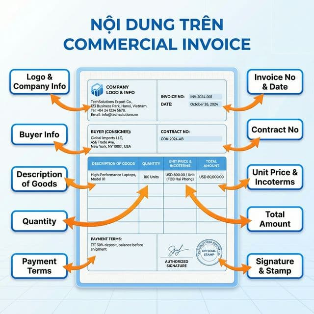 Nội dung bắt buộc trên Commercial Invoice