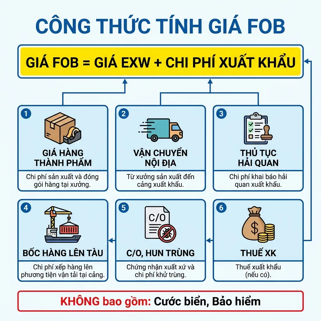 Công thức tính giá FOB