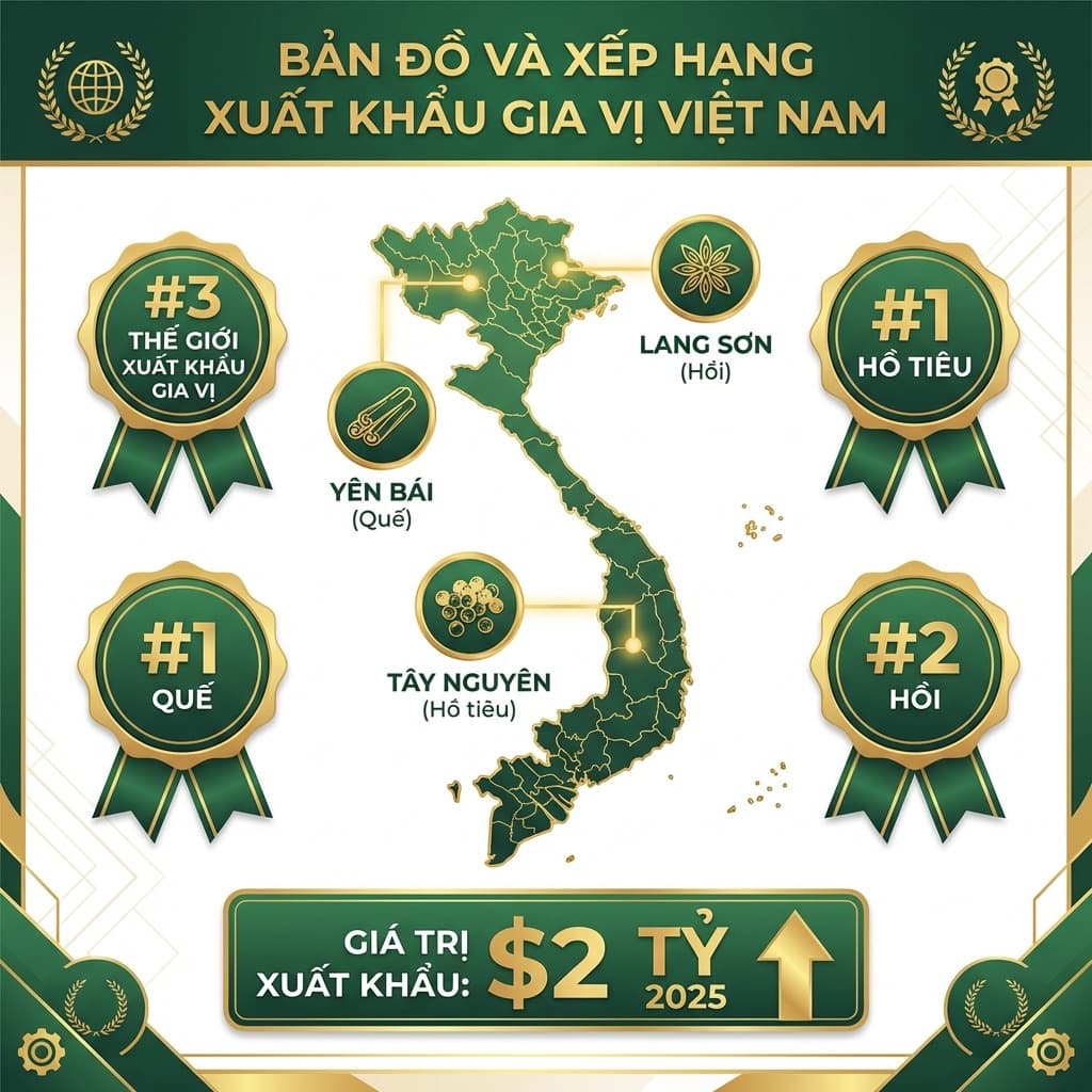 Bản đồ xuất khẩu gia vị Việt Nam - #3 thế giới