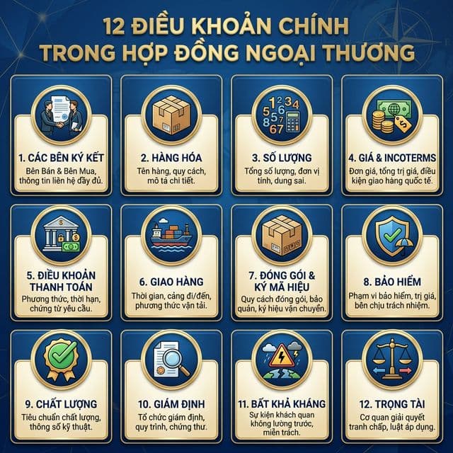 Các điều khoản cơ bản trong hợp đồng ngoại thương