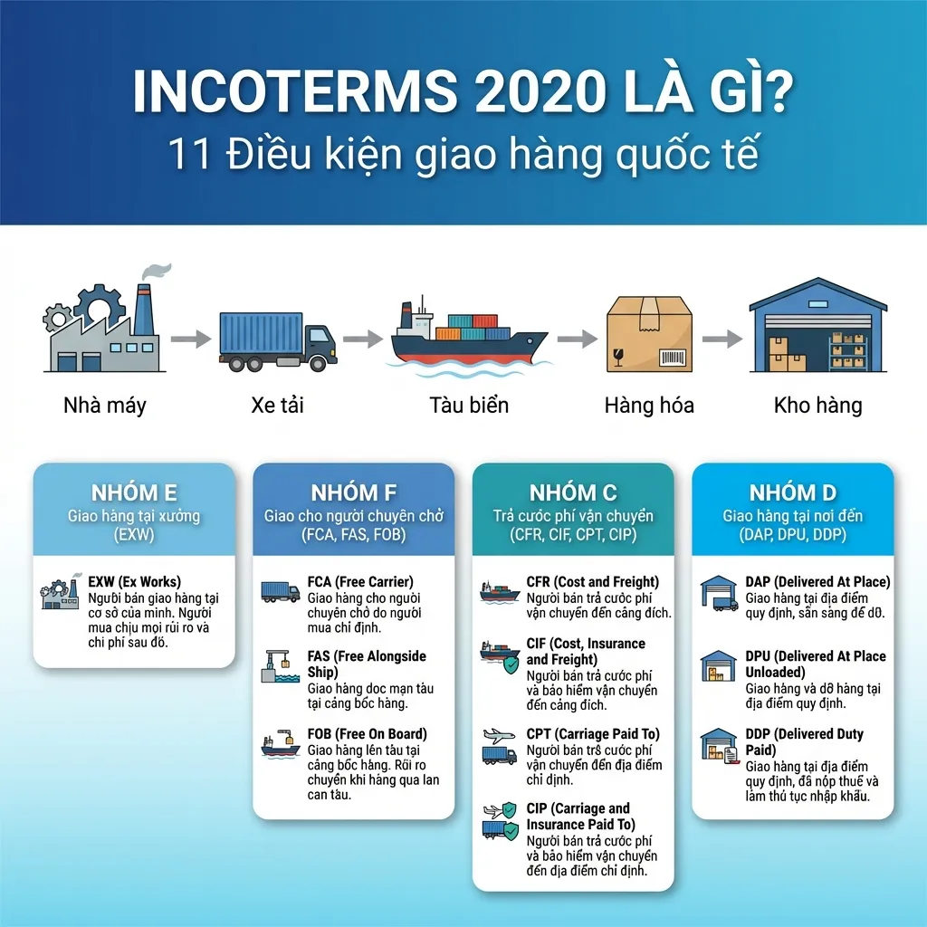 Incoterms 2020 là gì - 11 điều kiện giao hàng quốc tế