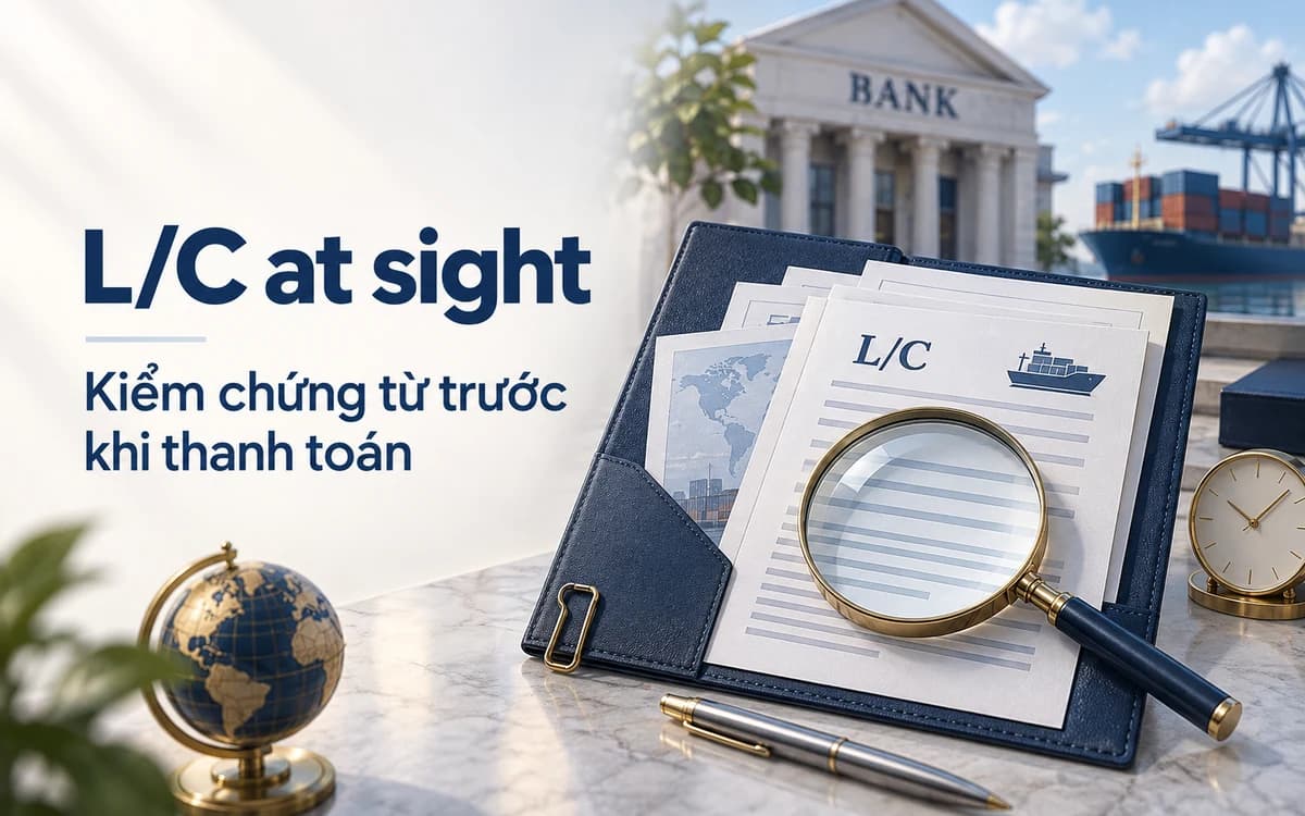 Ảnh minh họa kiểm tra bộ chứng từ L/C trước khi xử lý thanh toán.