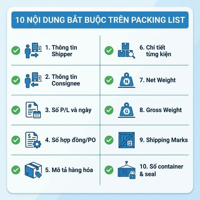Nội dung Packing List - Checklist đầy đủ các mục cần có