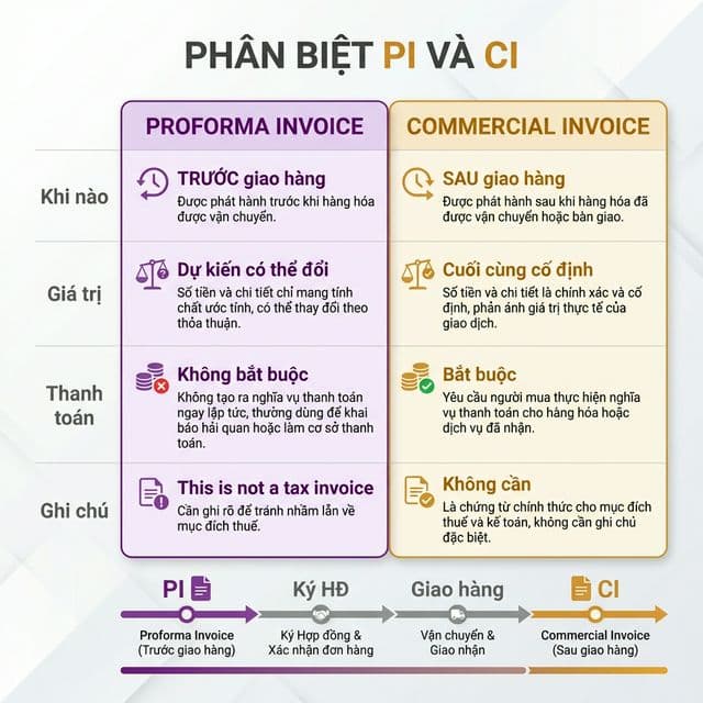 So sánh Proforma Invoice và Commercial Invoice