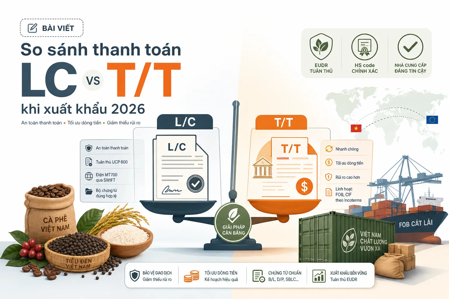 L/C hay T/T khi xuất khẩu? So sánh để chọn thanh toán