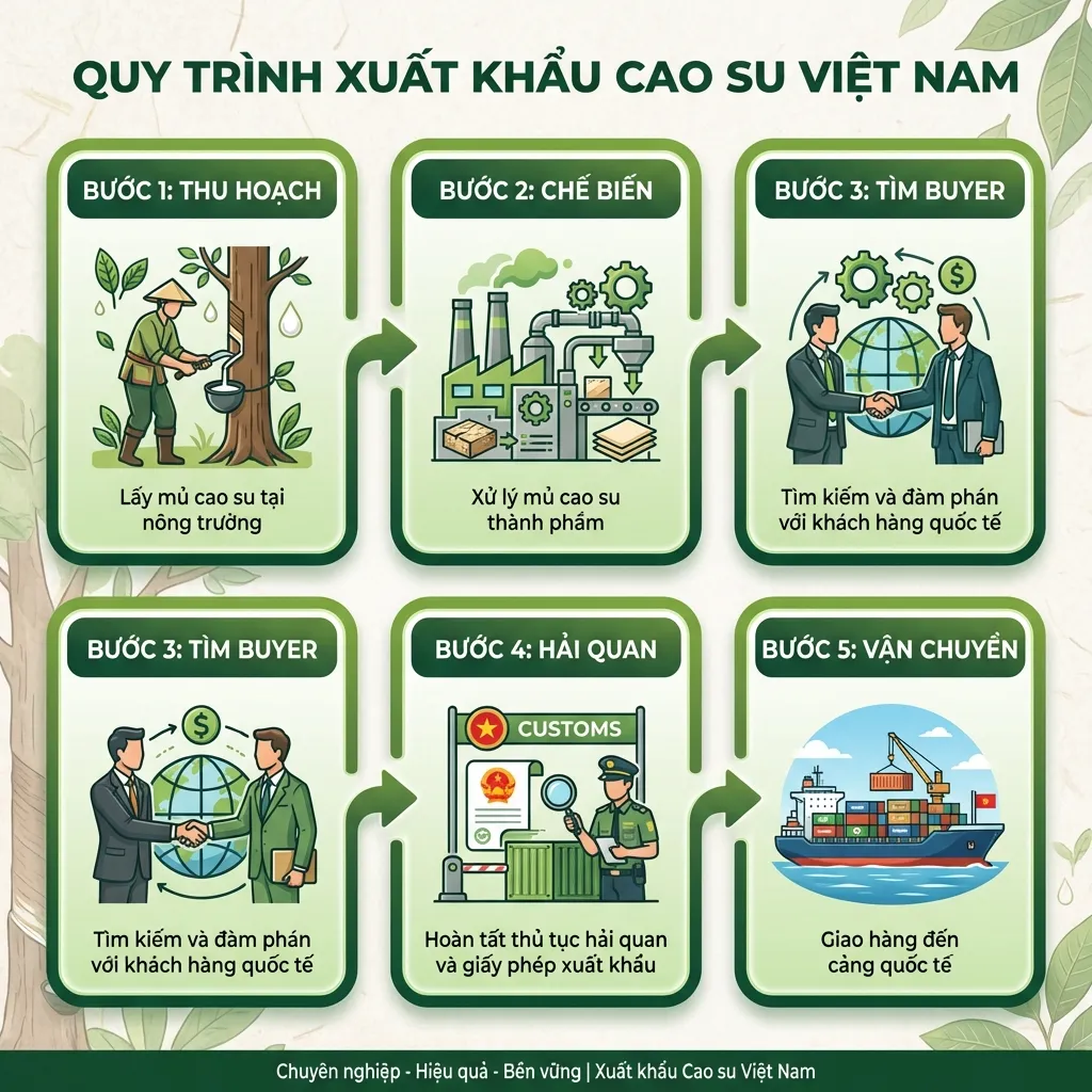 Quy trình 5 bước xuất khẩu cao su Việt Nam