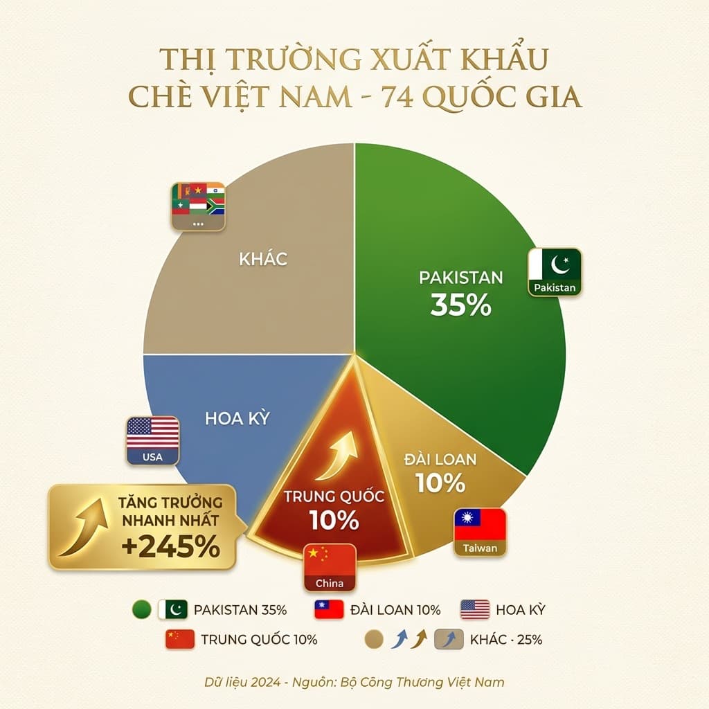 Thị trường xuất khẩu chè Việt Nam - 74 quốc gia