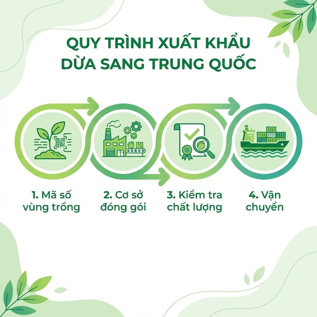 Quy trình xuất khẩu dừa tươi sang Trung Quốc