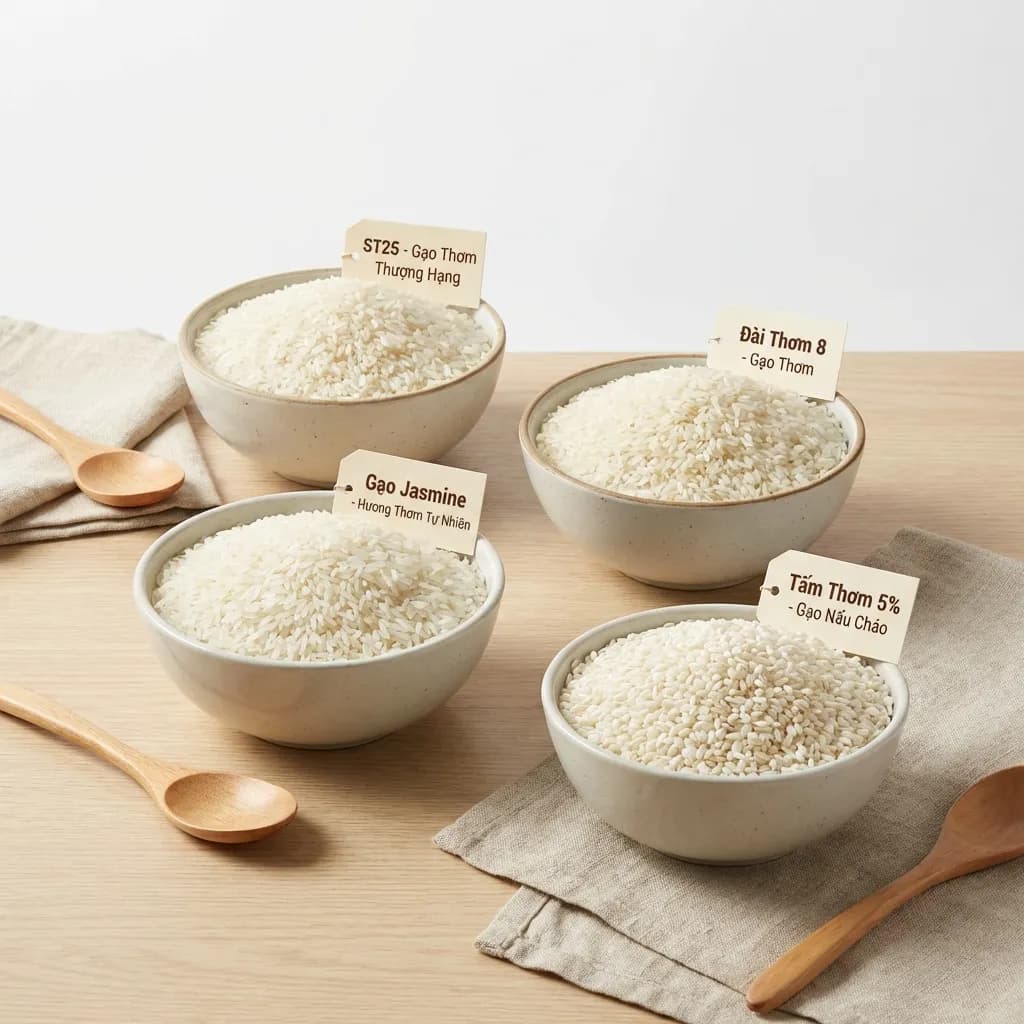 Các loại gạo xuất khẩu Việt Nam: ST25, Đài Thơm 8, Jasmine