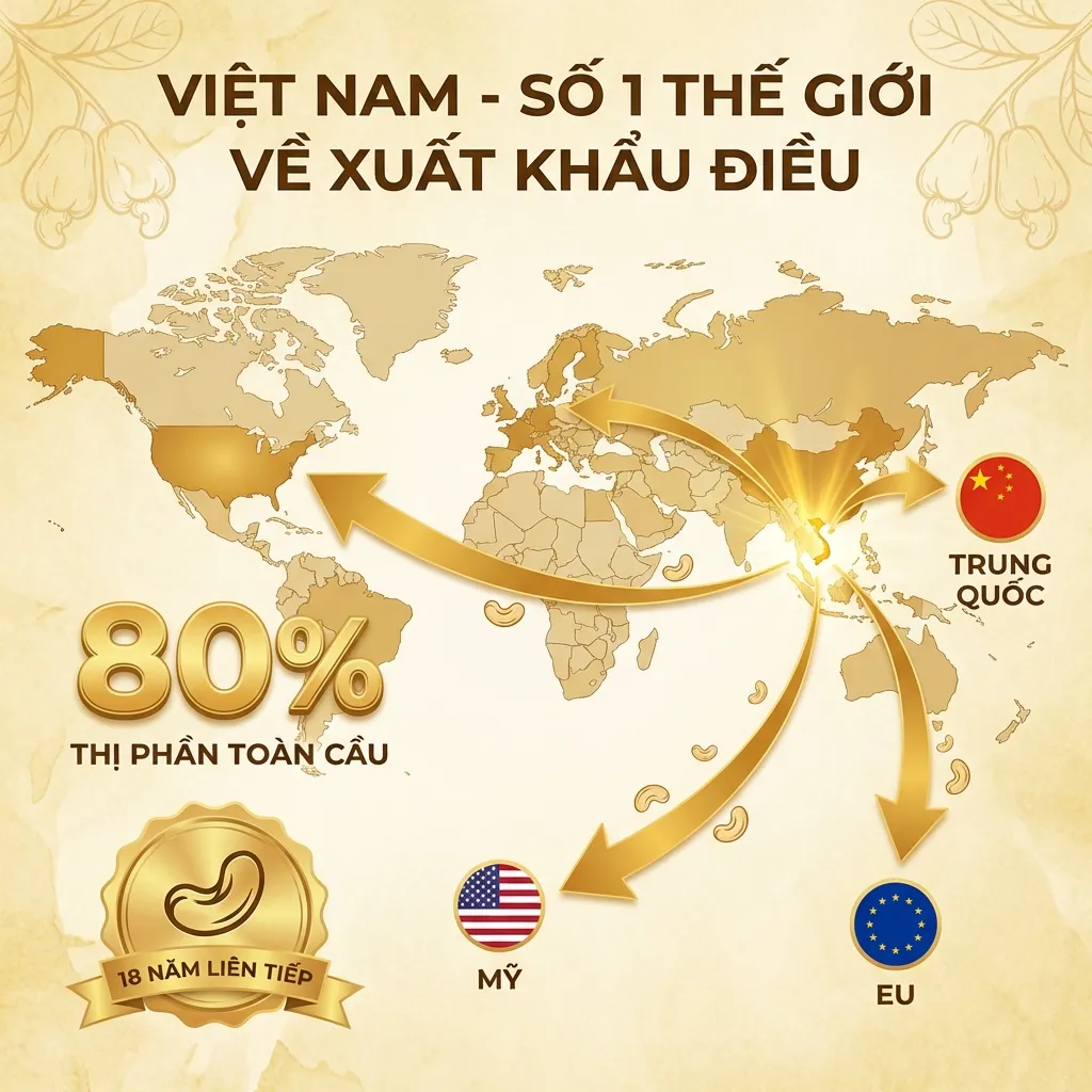 Việt Nam số 1 thế giới về xuất khẩu hạt điều - 80% thị phần toàn cầu