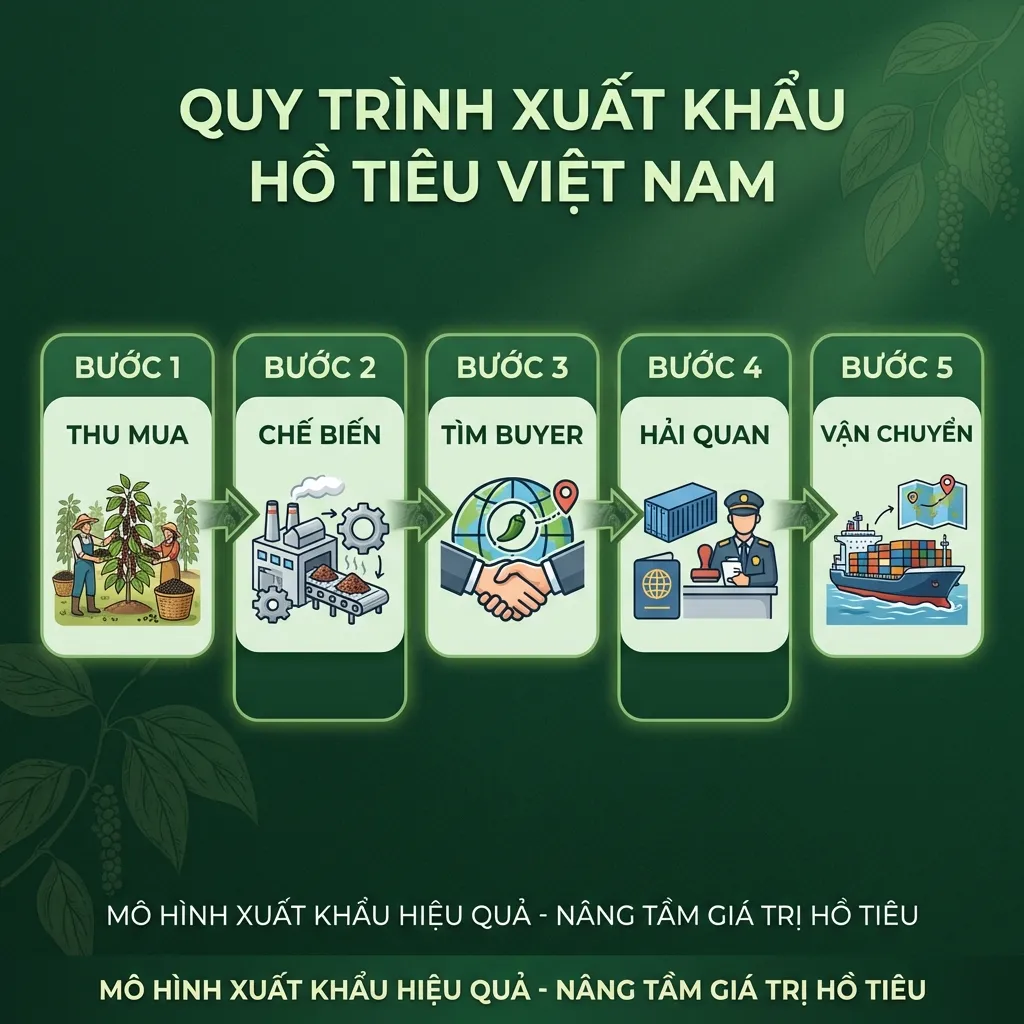 Quy trình 5 bước xuất khẩu hồ tiêu Việt Nam