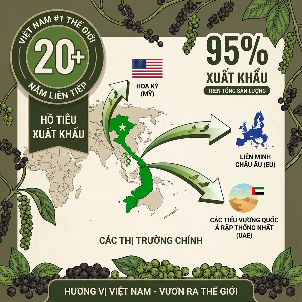 Việt Nam số 1 thế giới về xuất khẩu hồ tiêu - 20+ năm liên tiếp