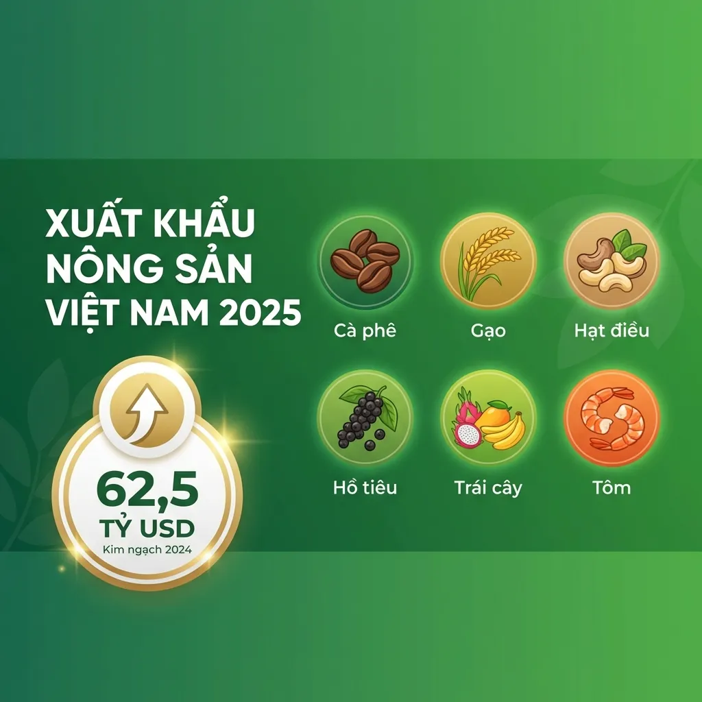 Xuất khẩu nông sản Việt Nam 2025 - Kim ngạch 62,5 tỷ USD
