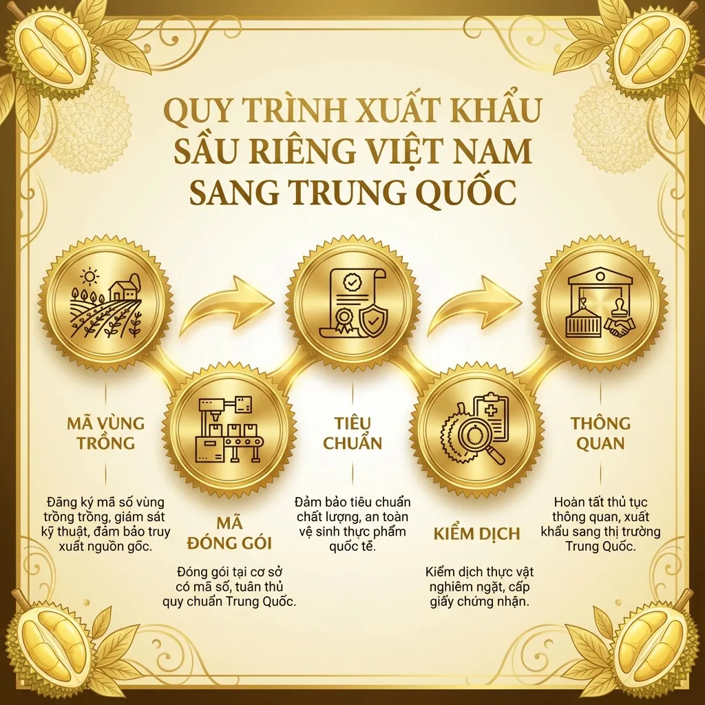 Quy trình 5 bước xuất khẩu sầu riêng sang Trung Quốc