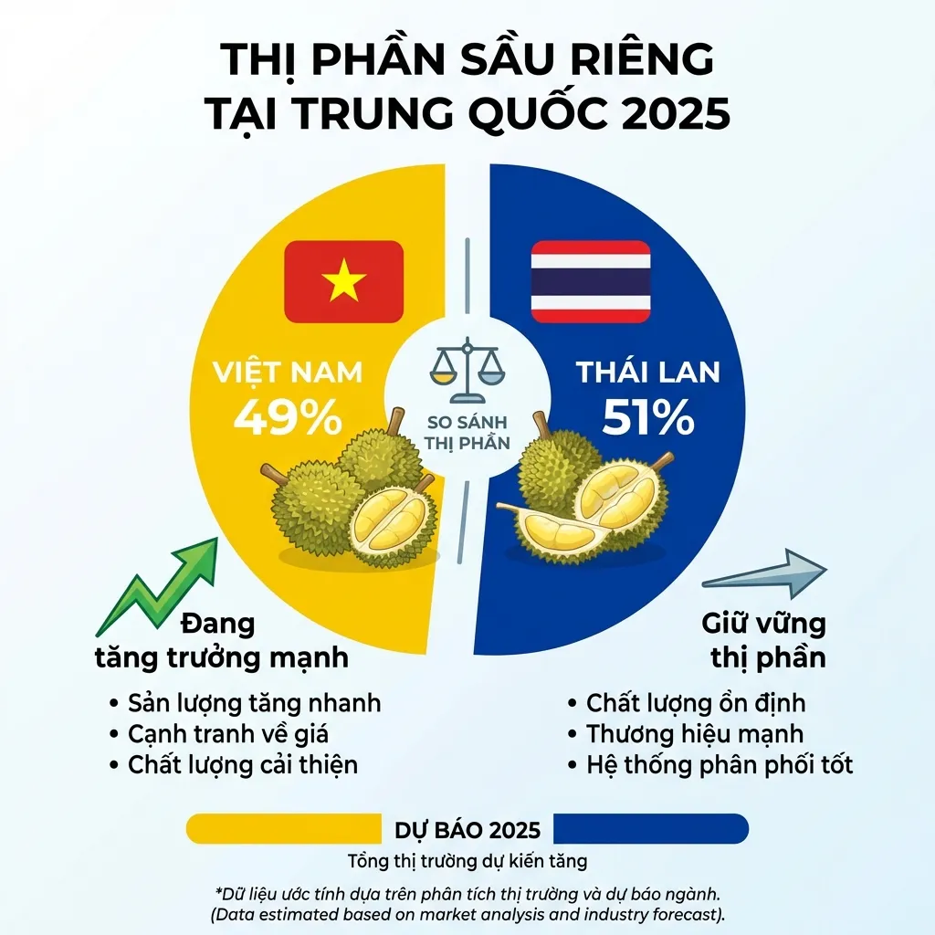 Thị phần sầu riêng VN vs Thái Lan tại Trung Quốc 2025