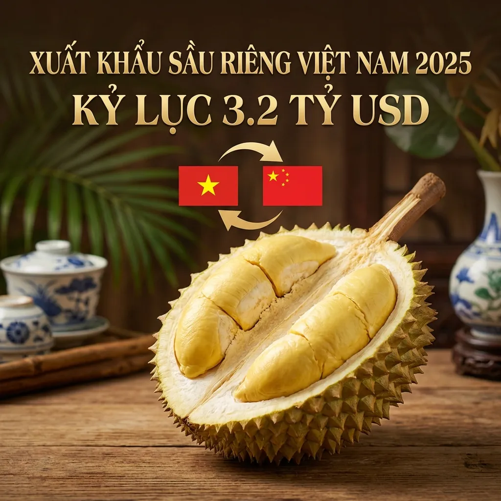 Xuất khẩu sầu riêng Việt Nam 2025 - Kỷ lục 3,2 tỷ USD