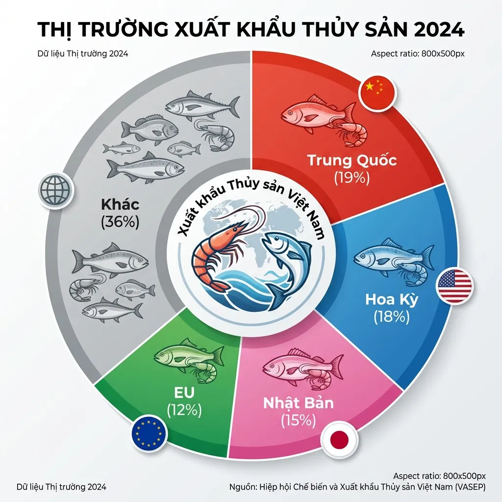 Thị phần thị trường xuất khẩu thủy sản 2024