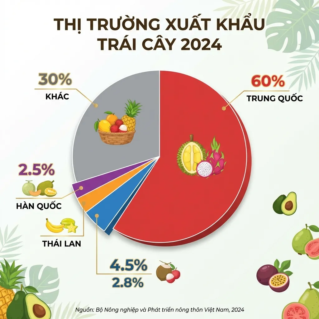 Thị phần thị trường xuất khẩu trái cây 2024