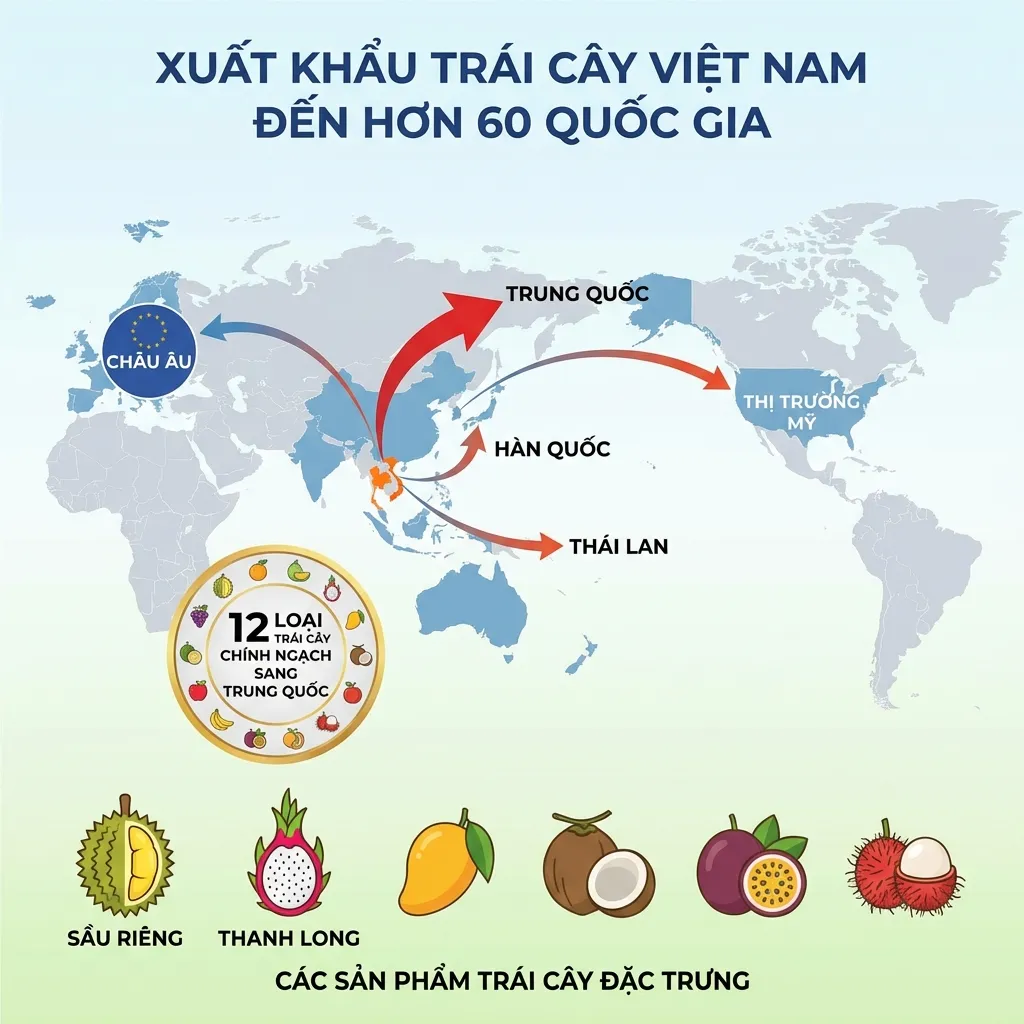 Trái cây Việt Nam xuất khẩu đi 60+ quốc gia