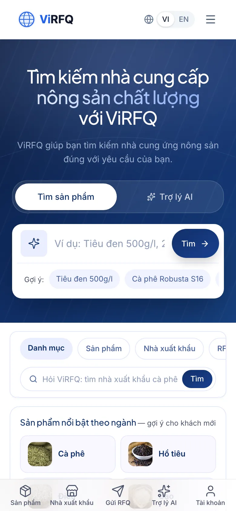 Marketplace on a phone with the search box at the top