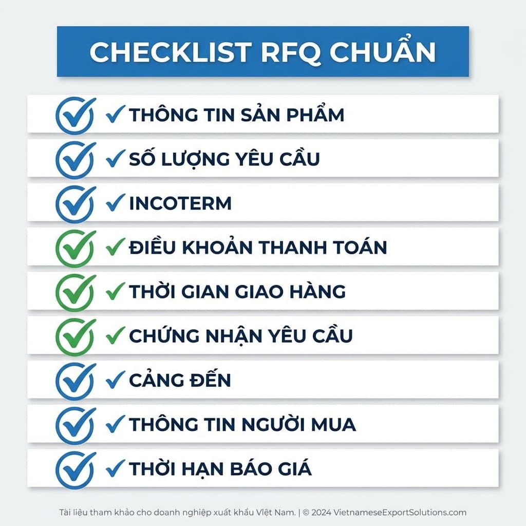 Checklist 9 trường thông tin bắt buộc trong RFQ xuất khẩu