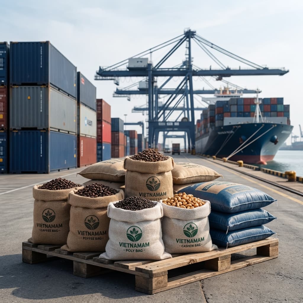 Xuất khẩu nông sản Việt Nam - cà phê, hồ tiêu, điều tại cảng container