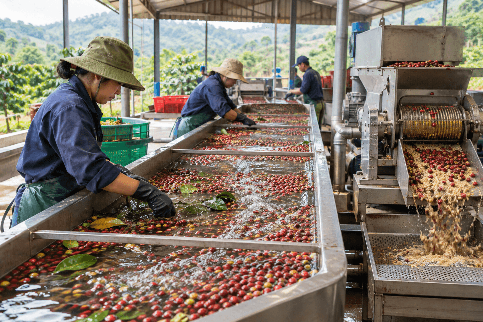 Phân loại, tuyển nổi và xát vỏ