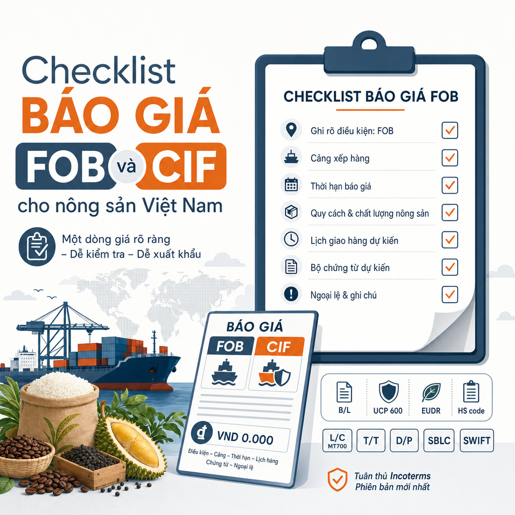 Checklist báo giá FOB và CIF cho nông sản Việt Nam — illustration