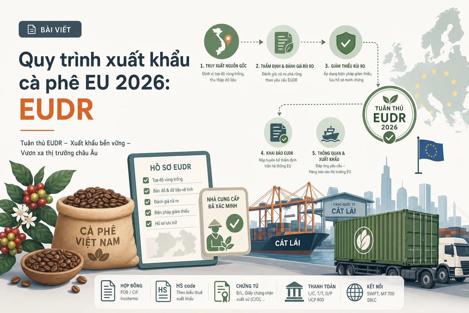 Quy trình xuất khẩu cà phê EU 2026: EUDR — hero illustration