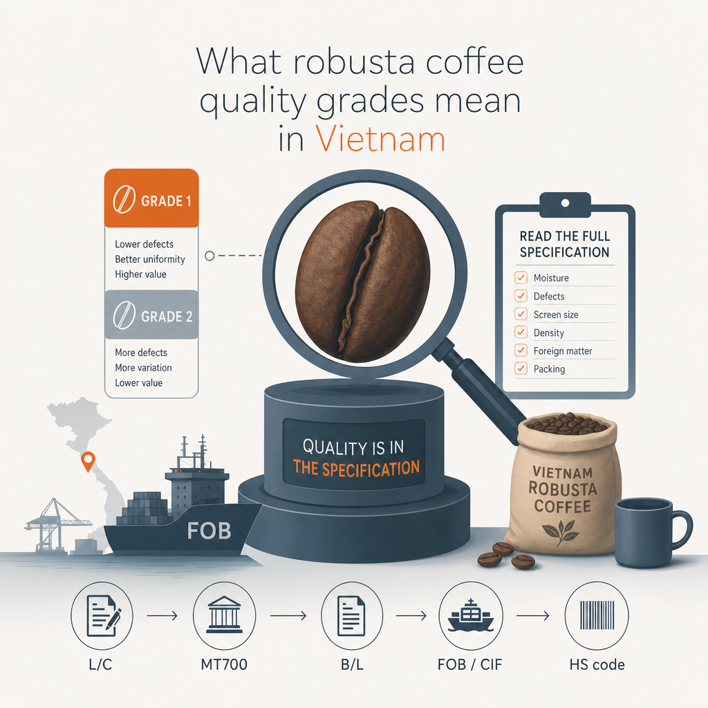 What robusta coffee quality grades mean in Vietnam — illustration