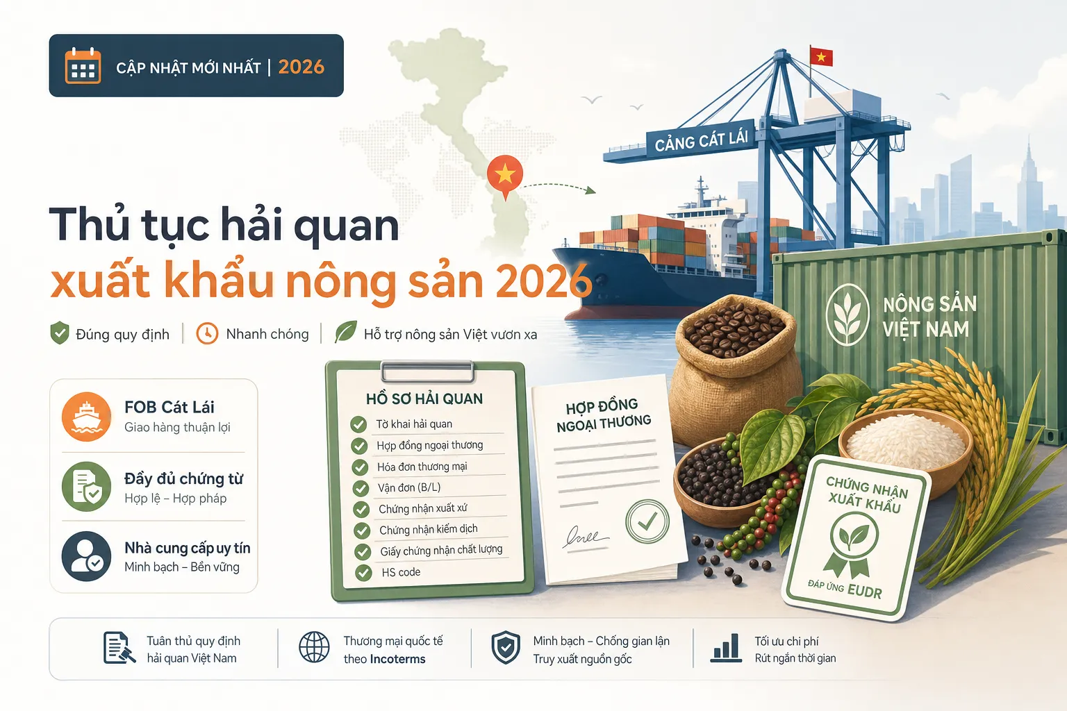 Thủ tục hải quan xuất khẩu nông sản 2026 — hero illustration