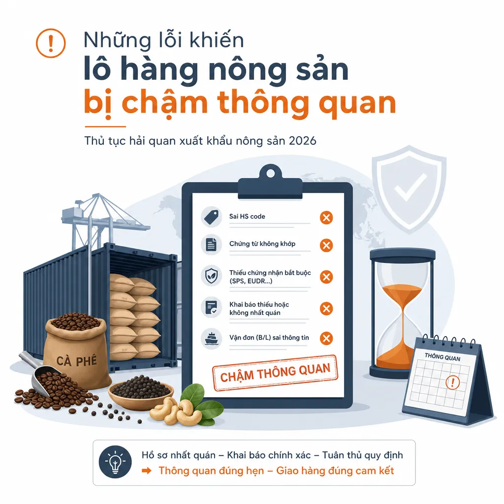Những lỗi khiến lô hàng nông sản bị chậm thông quan — illustration