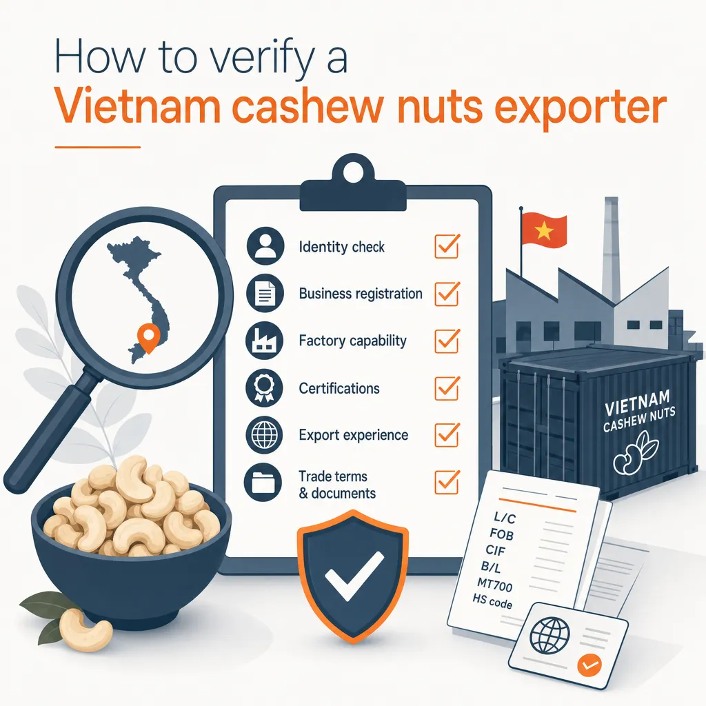 How to verify a Vietnam cashew nuts exporter — illustration