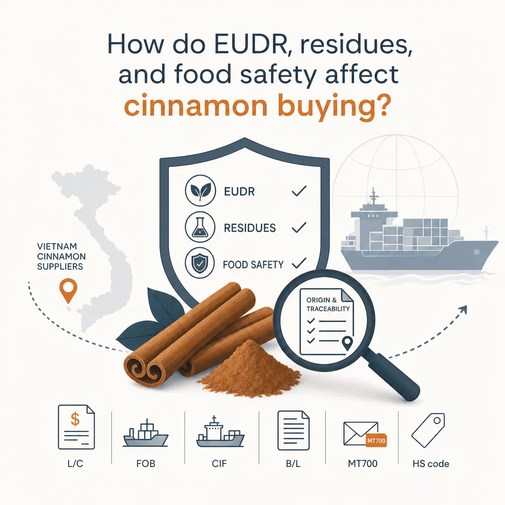 How do EUDR, residues, and food safety affect cinnamon buying? — illustration