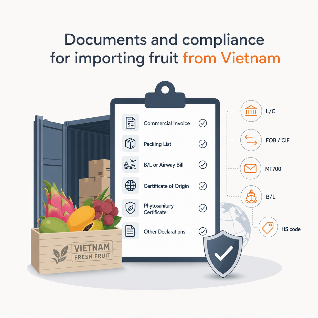 Documents and compliance for importing fruit from Vietnam — illustration