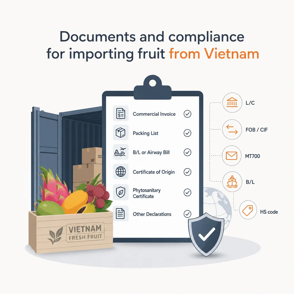 Documents and compliance for importing fruit from Vietnam — illustration