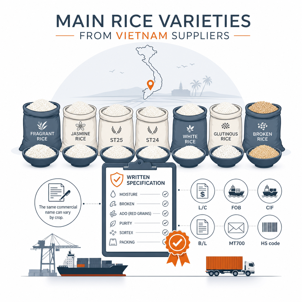 Main rice varieties from Vietnam suppliers — illustration